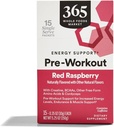 365 podľa trhu s celými potravinami, podpora energie pred tréningom s kofeínom, single-Serve pakety, červená malina, 15 Počet
