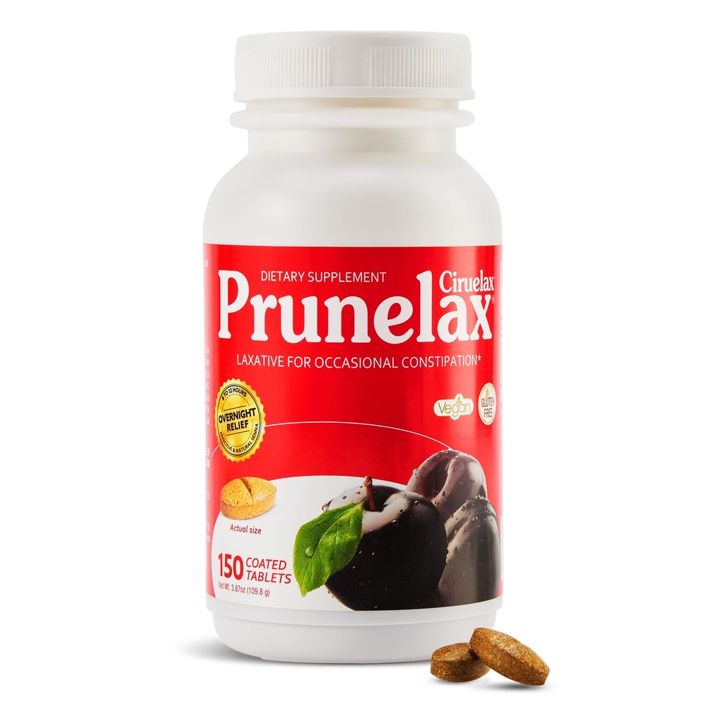 Prun relax Cirulax Pravidelná sila Laxatívne tablety - prírodné-ingredient založené laxatívum pre príležitostné zápcha, predvídateľné Jednodňové Relief s extraktmi Senna Leaf, 8-12 Hr Fast-Acting - 150ct
