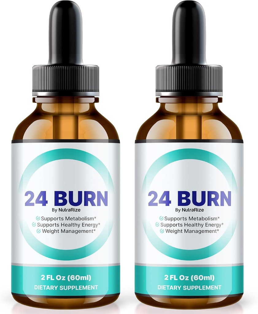 NutraRize (Pack of 2 24 Burn Drops, All-Natural 24Burn Liquid Supplement, Official Nutritional Formula na podporu zdravého a aktívneho životného štýlu, Gotas Recenzia (60 Servings)