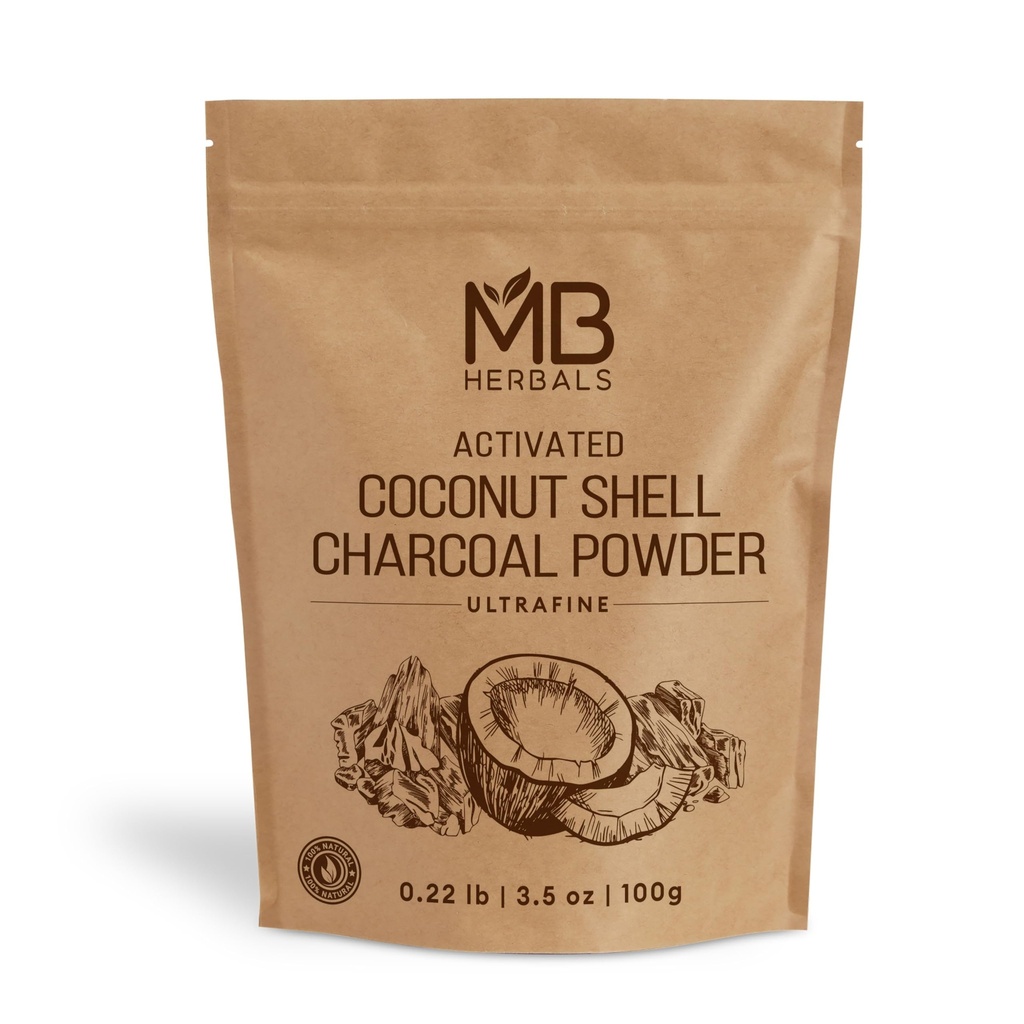 MB Bylinné aktivované Charcoal Powder from Coconut Shell 3,5 oz (100 Gram) Len na vonkajšie použitie 