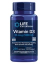 Predĺženie života Vitamín D3 25 mcg (1000 IU), Podpora imunitného systému, zdravie kostí, celobodové zdravie, veľkosť hodnoty, bezlepkové, bez GMO, 250 mäkkých gélov
