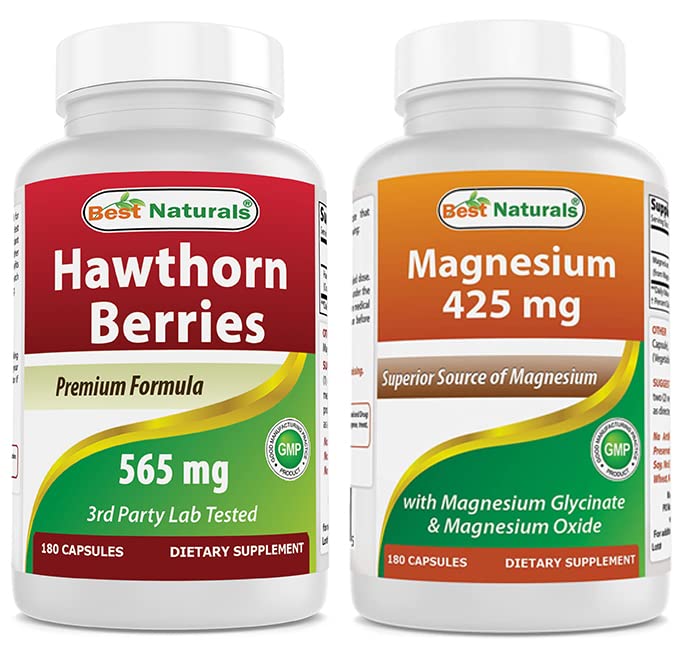 Najlepšie prírodné Hawthorn Berry 565 mg a horčík Glycinát 425 mg