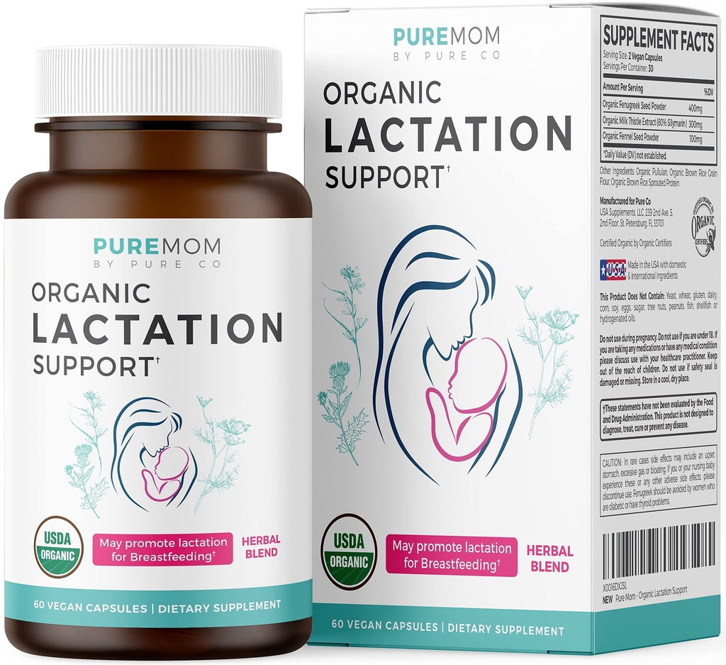 USDA Organic Laktation Supplement - Zvýšenie dodávok mlieka s bylinné dojčenie podpora - Pomoc pre matky - Organické: senovka grécka, Fenikel a mlieko bodka - 60 Vegánske kapsule (Žiadne pilulky alebo Cookies)