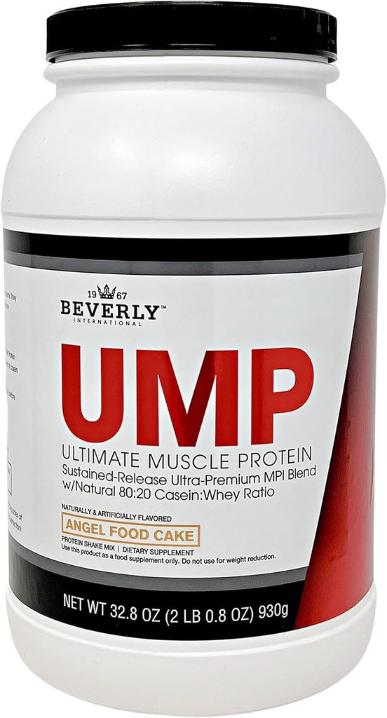 Beverly International UMP Protein Powder, Angel Food Cake. Unikátny srsť-Casein pomer buduje Lean svalovej hmoty. Ľahko sa sťažovať. No Bloat. (32.8 oz) 2lb.8 oz