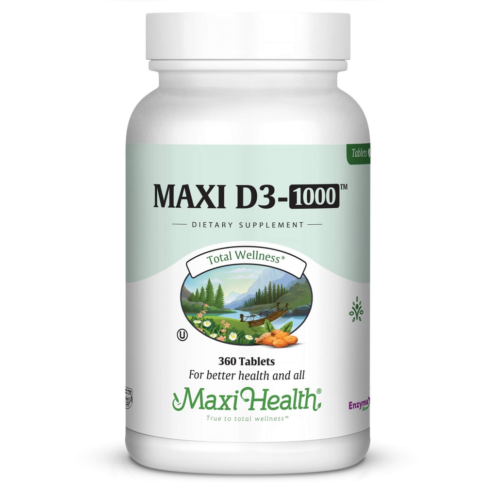 Maxi-Health Vitamín D3 1000 IU - pre zdravú funkciu svalovej hmoty, kostného zdravia a imunitnej podpory 360 tabliet