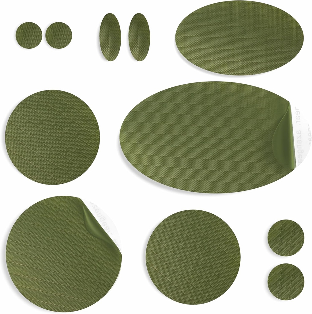aZengear Repair Patches for Jackets, Stan, Toe Toe Toe, Air Mattress, Nafukovacie zariadenia, PVC Gear - vodotesné, Self-Adhesive, Tear-Cold-Heat-Resistant, Down Puffer Coat (11 ks, Olive)