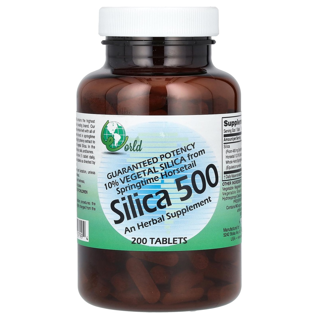Svetové organické oxid kremičitý 500Mg Tablety 200