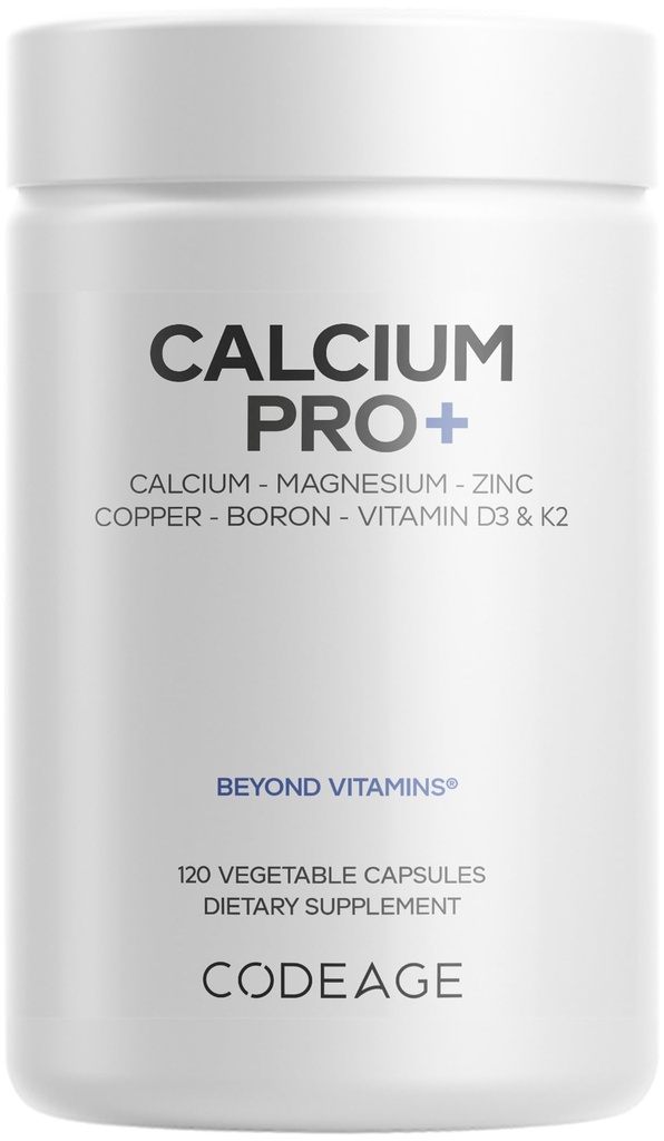 Kód Vápnik 250mg doplnok, vitamín D3, horčík, zinok, meď, bór, vitamín K2-2-Mesiac napájanie - Elementárne kalcium pilulky a vitamíny s vysokým obsahom vápnika, non-GMO - 120 kapsúl