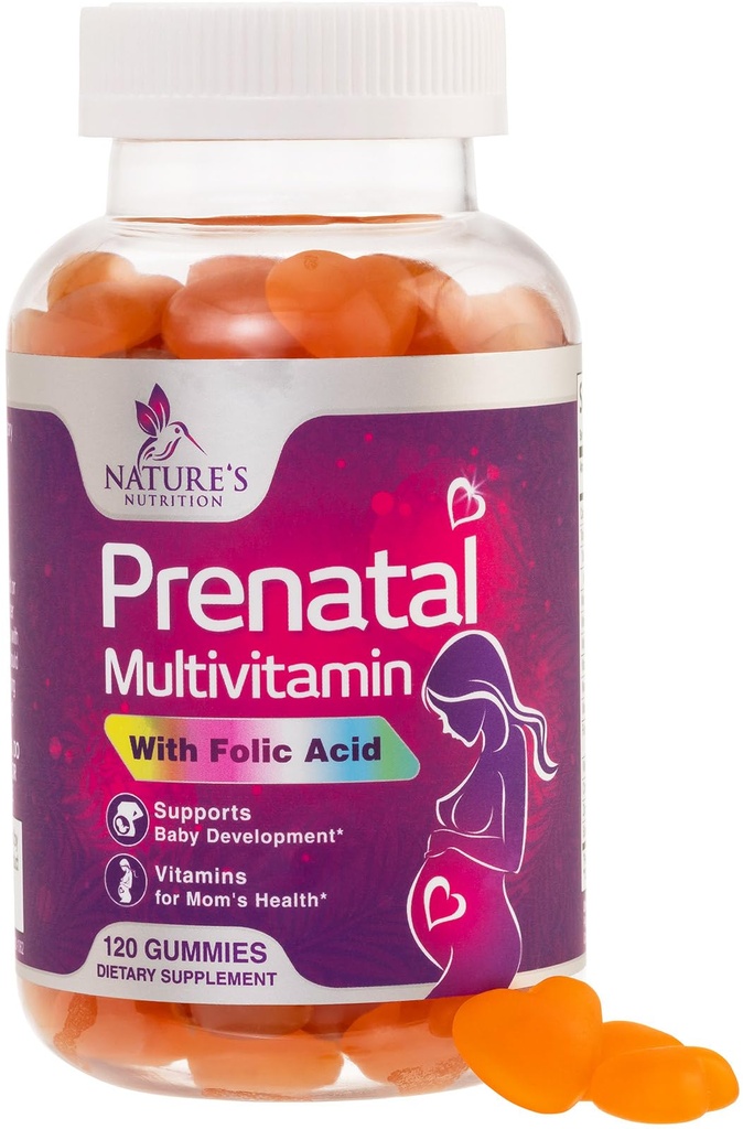 Prenatálne vitamíny pre ženy 1335mcg - Tehotenstvo Vitamíny Gumies s kyselinou listovou, vitamín A, C, D3, B12, B6 - prenatálny multivitamín Gummy pre podporu plodu, Tehotné a ošetrovateľské ženy - 120 Gummy