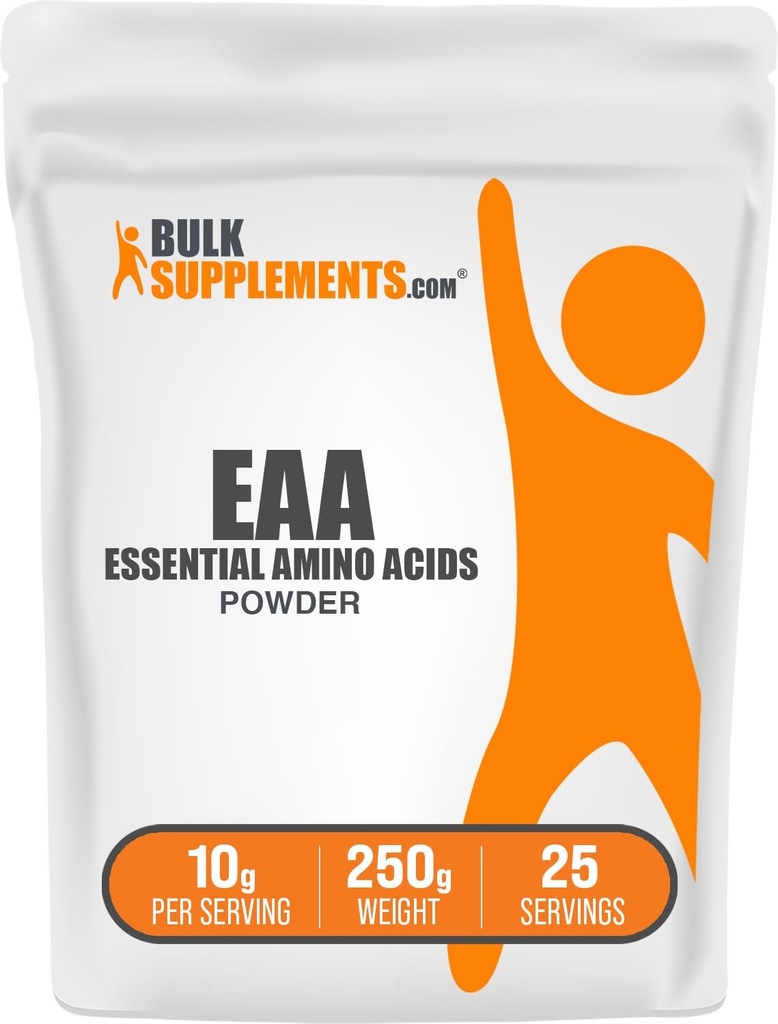 BulkSupplementments.com Essential Amino Acides Powder - Essential Amino Acides Supplement, EAA Powder - Unflavred & Gluten Free, 10g per Serving, 250g (8,8 oz) (Pack of 1)