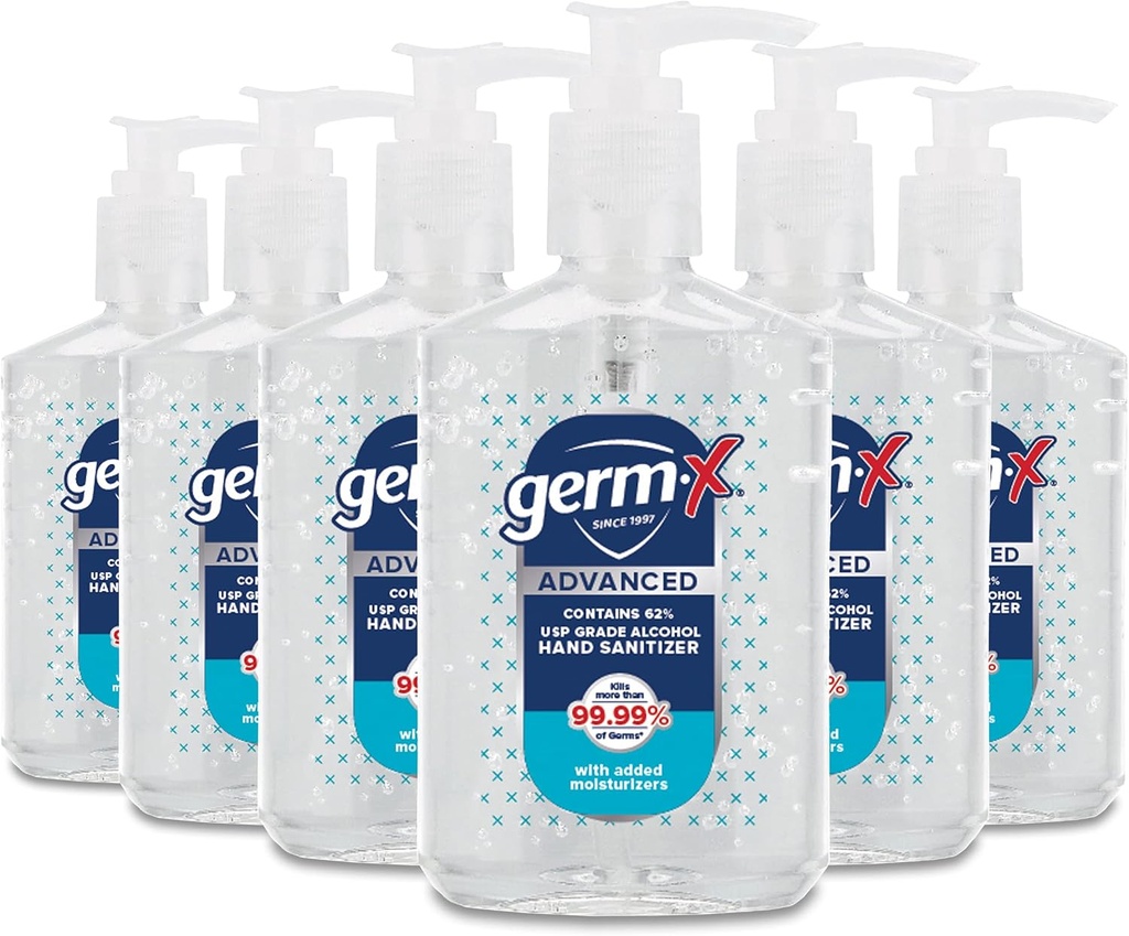 Germ-X Advanced Hand Sanitizer, Non-Drying Hydratačný čistý gél, Instant a bez opláchnutia Formula, Späť do školy dodávky College, Pump fľaša, 8 Fl Oz (Späť zo 6)