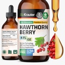 BIO KRAUTER Hawthorn Berry Extract Tinture - Natural Hawthorne Berry Supplement - 100% Pure Formula - Vegan Sugar & Alcohol Free - 4 Fl. Oz. - 56 Deň dodávky