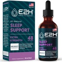 E2H Natural Sleep Support - Tekutý melatonín s harmančekom, Theanine - Sleep Better, Deeper, longer - Vegan, GMO-free - Poskytuje úľavu od stresu - 2 Fl Oz