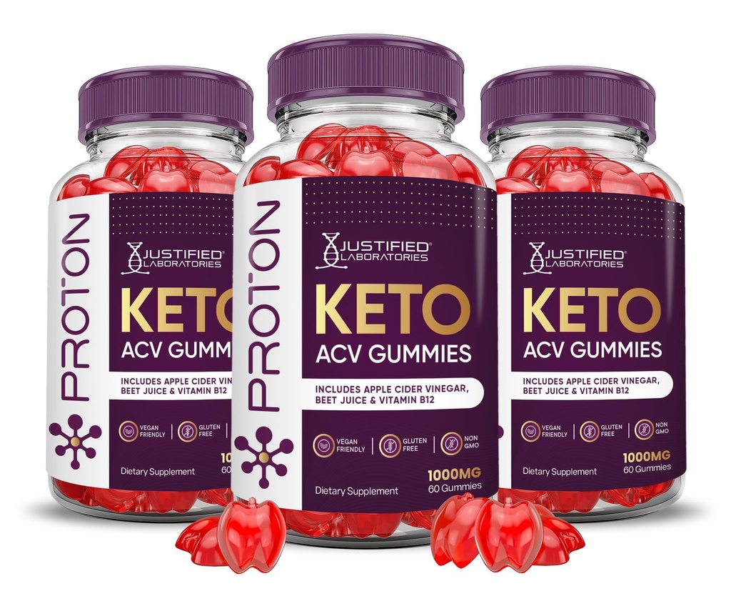 Justifikované laboratóriá (3 balenia Proton Protein Keto ACV Gummies Advanced Formula 1000MG Proton Boost Formulované s Pomegranate Repee Juice prášok B12 Vegan Non GMO 180 Gummy