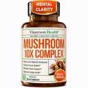 Silný hubovitý komplex s tureckým chvostom, Lion Mane extrakt, Shiitake Huby, Reishi, Cordyceps, Maitake, Chaga & More 10 v-1 Huba doplnok pre duševnú jasnosť, prírodná energia a zameranie