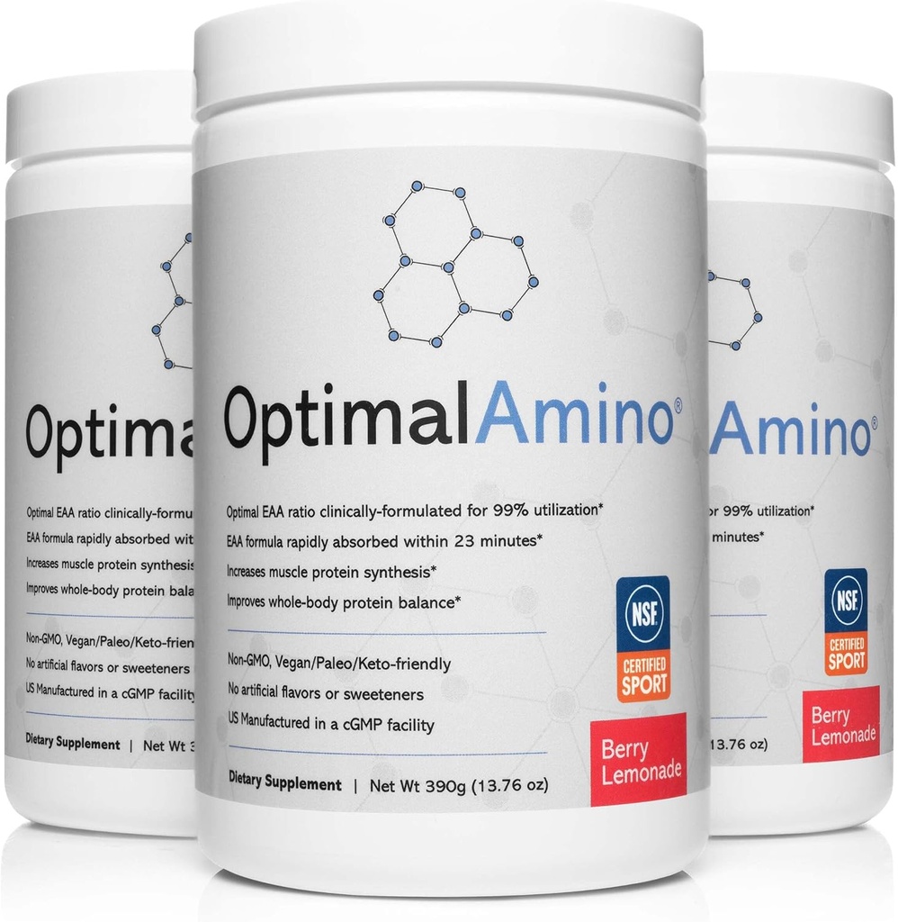 Optimal Amino® Elite Bundle (3 mesiace) Najlepšie Pre/Post Cvičenie Recovery Nápoj, 99% Využitie Essential Amino Acid Supplement, NSF Certified for Sport® Certified
