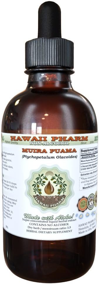 Muira Puama Liquid Extract bez obsahu alkoholu, Organic Muira Puama (Ptychopetalum Olacoides) Glycerit Natural Herbal Supplement, Hawaii Pharm, USA 4 oz