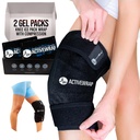 ActiveWrap - Koleno Ice Pack Zabaľte s kompresiou, 2 opakovane použiteľné gélové tepelné a studené balenia pre bolesti kolena, boľavé nohy a Shin Splins. Flexibilný studený opasok pre zranenia a opuch kontroly a spoločnú podporu - jedna veľkosť najviac vyhovuje