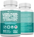 Lions Mane 3000mg Turkey chvost 3000mg Reishl 1000mg Chaga 1000mg Cordyceps prášok extrakt obsahujúci Maitaake Shiitake Black Fungus, Brain Supplement, Minerálne doplnky, 60 Kapsule