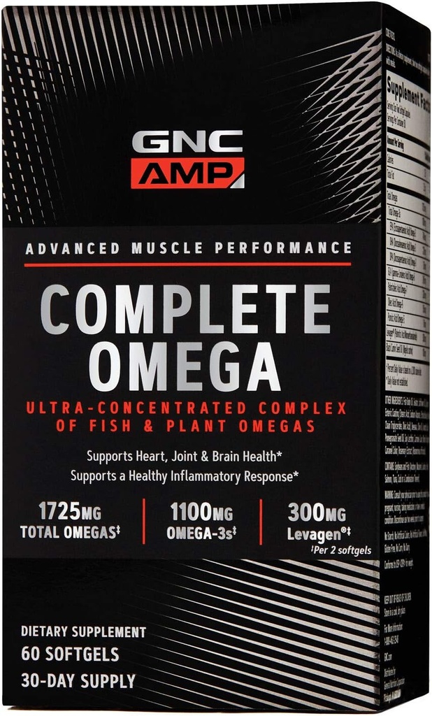 GNC AMP Complete Omega, podporuje srdce, kĺb, zdravie mozgu, 60 Počet