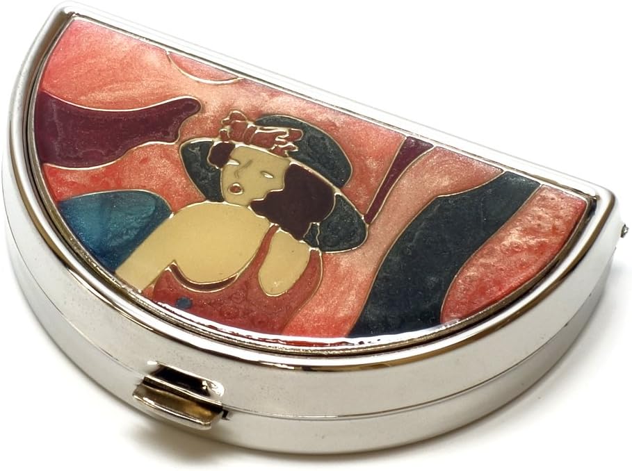 9352 Polokruhové malé pilulky Box Organizátor Pewter Silver Ružové ženy Cestovné pilulky Purse vrecko Kontajner denne Prenosná medicína Vitamín Box liek doplnok Mini skladovanie