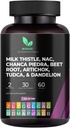 Mishas Nutraceuticals Milk Thistle Dandelion Root, NAC and TUDCA Supplement – Supports Liver Health, Liver Cleanse Detox, Kidney and Respiratory Health & Digestion System – 60 Vegan Capsules
