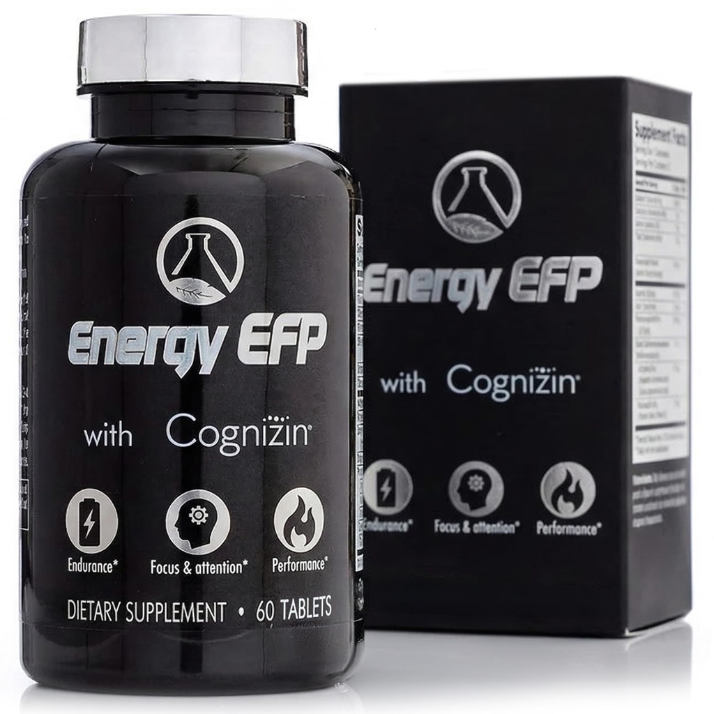 Energy EFP Brain Booster - 60Ct Nootropic Energy Supplements for Focus & Stamina with Citicolín, Vitamín B, Ashwagandha, L-Theanine, Ženšen