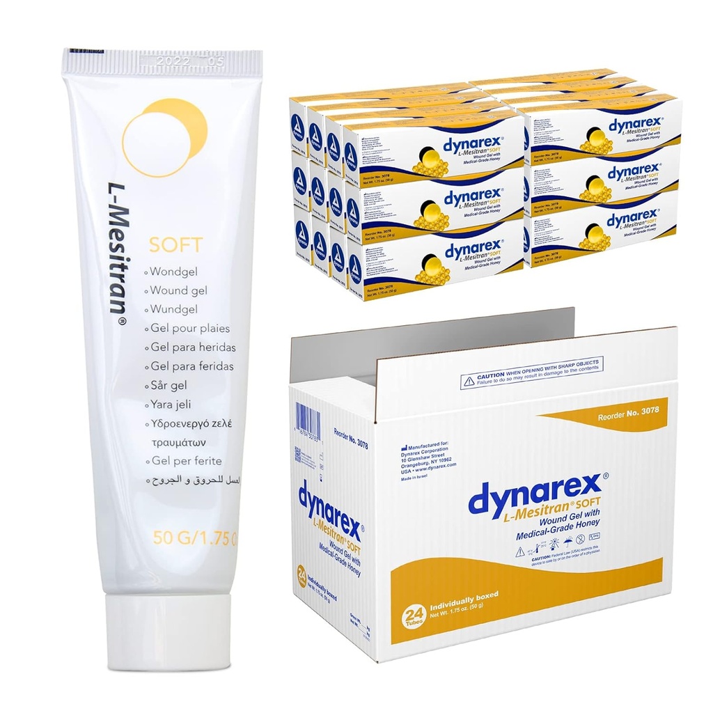 Dynarex Honey L-mesitran Soft Wound Liečebný gél s Medom medicínskej triedy, 1,75 Ounces, 24 Gróf