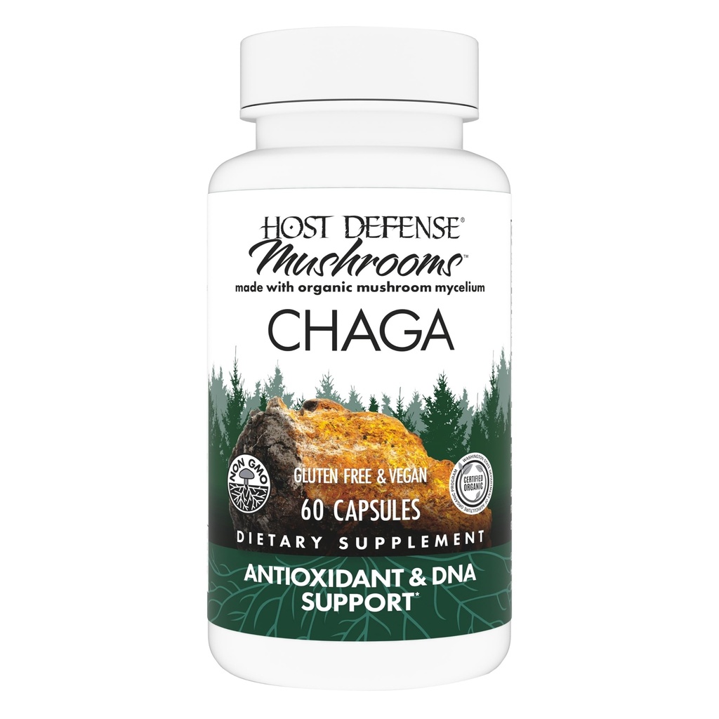 Host Defense Chaga Kapsule - Imunitný systém Suplement - Chaga Mushroom Kapsule od Antioxidant Activity Support - Dietary Mushroom Supplement - 60 Kapsule (30 Servings)