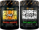 ALPHA LION Superhuman pred tréningom Powder & Po tréningu zotavenie Bundle, Trvalá energia & Focus + Lean Muscle Rast, sila & objem (Hulk Juice & Gainy Smith Apple)