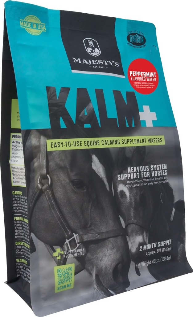 Veličenstvo Kalm Horse/Equine Peppermint Wafers 60 dní