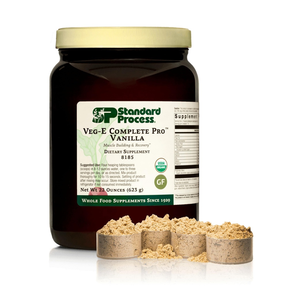 Štandardný proces Veg-E Complete Pro - Organické, Plant-Based Protein Powder for Muscle Building & Recovery - Podpora vlasov, kože a nechtov - Vegan & Gluten-Free - Vanilla, 18 Servings