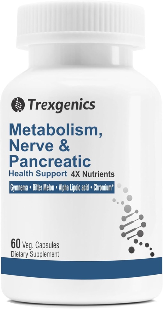 Trezgenics metabolická podpora s GYMNEMA 75% kyselina gymnénová 150 mg, horký melón 5% Bitters 150 mg, chróm & alfa KYSELINA LIPOIC 150mg (60 Vegan kapsuly) (dávka 1)