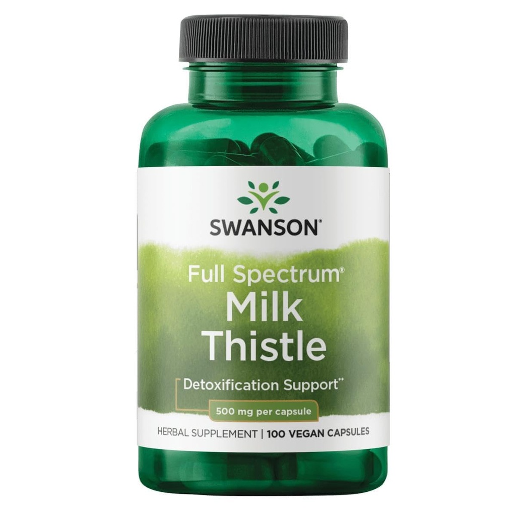 Swanson Full Spectrum Milk Thitle Liver Health Supplement for Adults Seeking Natural Detoxification and Antioxidant Support - 500 mg (100 Vegan Capsules)