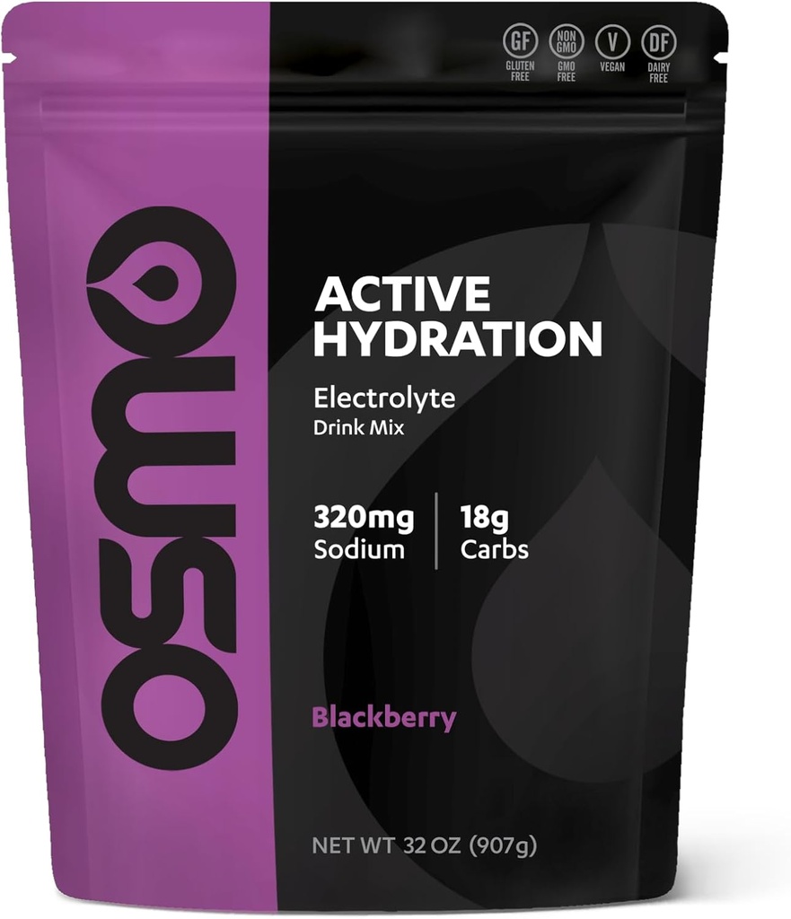 Osmo aktívny hydratačný Elektrolyt prášok (2lb odpudzujúci vak) - zahŕňa sodík, horčík, draslík, Carbs & Vitamíny, Trstinový cukor - všetky prírodné zložky, 3X rýchlejší hydratačný čierny Berry