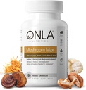 ONLA Vegánska Huba Supplement - 10-in-1 Lions Mane Huba, Reishi Huba, Cordyceps, Shiitake - Hubové kapsule pre Imunitný systém, Prírodné Mozog Doplnky pre pamäť a zaostrenie (60 cap)