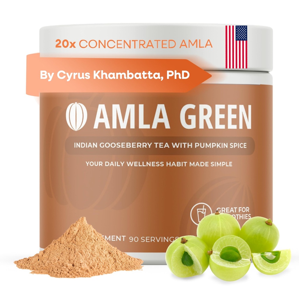 Amla Powder Superfood Supplement with Pumpkin Spice, 20x Ultra Concentrated Amla, Made with škorica, Ginger, Muškátový orech, Klinčeky, Allspic, Cardamom, Indické egreše, Pumpkin Spice, 90 Servings