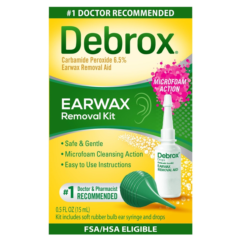 Debrox Ear Wax odstránenie Kit, Cibuľová striekačka & 0,5 Fl Oz Ear Wax odstránenie kvapky s Carbamide peroxid