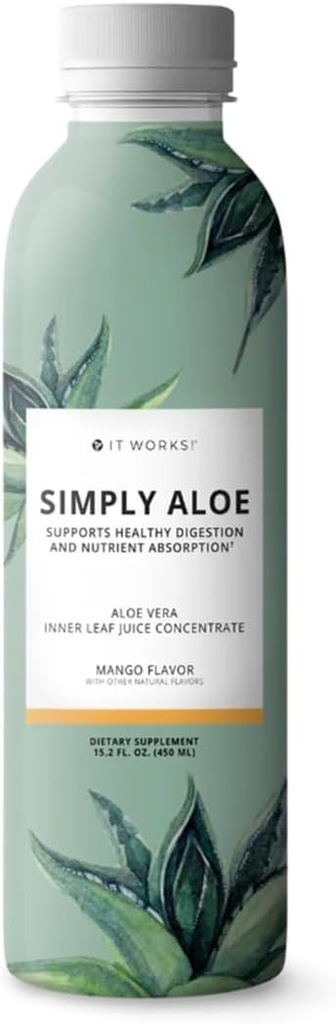 Funguje to! Jednoducho Aloe - Mango Flavor - 15.2 Fl Oz - Osviežujúci, výživný nápoj - Aloe Vera Inner Leaf Juice koncentrát - podporuje zdravé trávenie, živiny absorpcie, a celkový wellness
