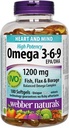 Webber Naturals Omega 3-6-9 High Potency 1200 mg · Ryby, Ľan & Borage, 180 softgels