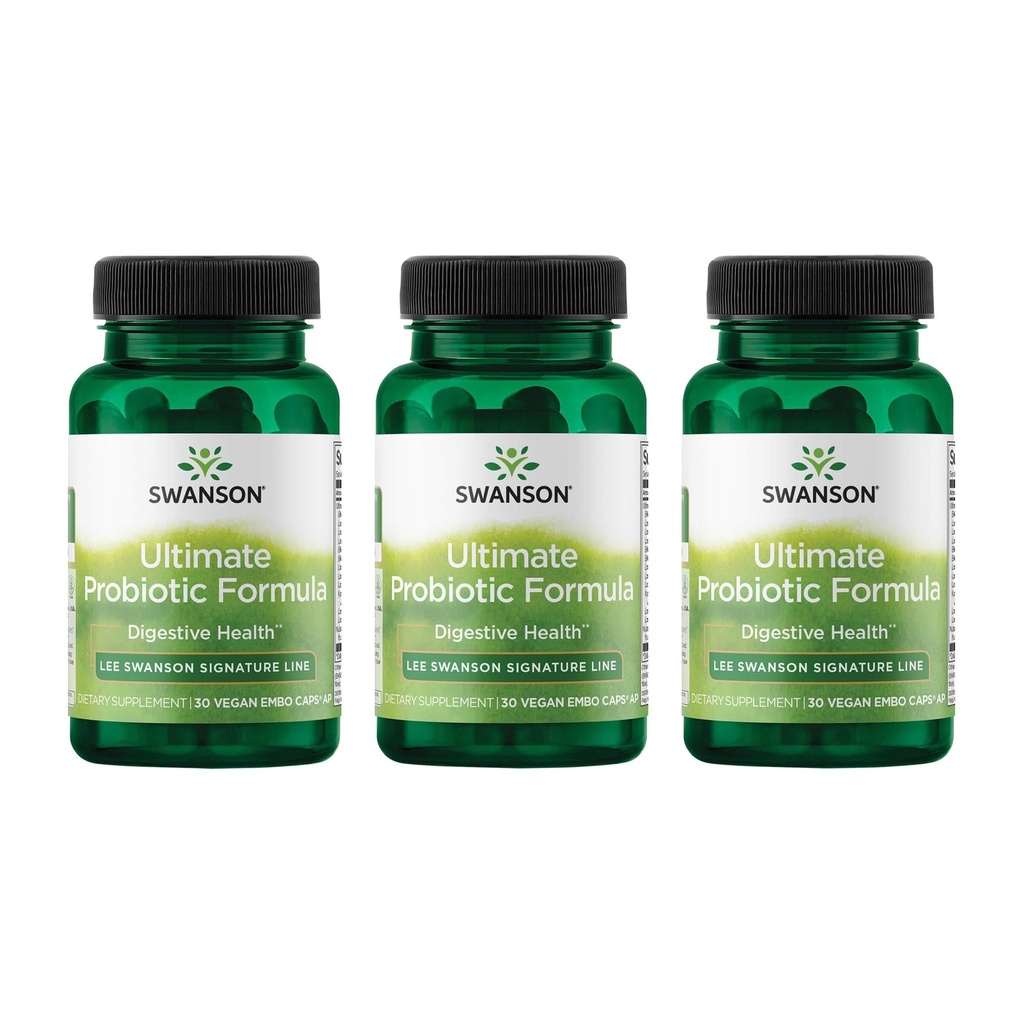 Swanson Ultimate Probiotic Formula Digestive Health Immune System Support 66 Billion CFU Prebiotic NutraFlora scFOS 30 DRcaps Veggie Capsules (Caps) (3 balenie)