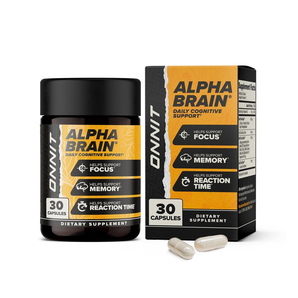 ONNIT Alpha Mozog Nootropic Brain Supplement for Focus, Memory, Mental Clarity, Cognitive Support with L-Theanine and Vitamin B6, 30 Počet kapsúl