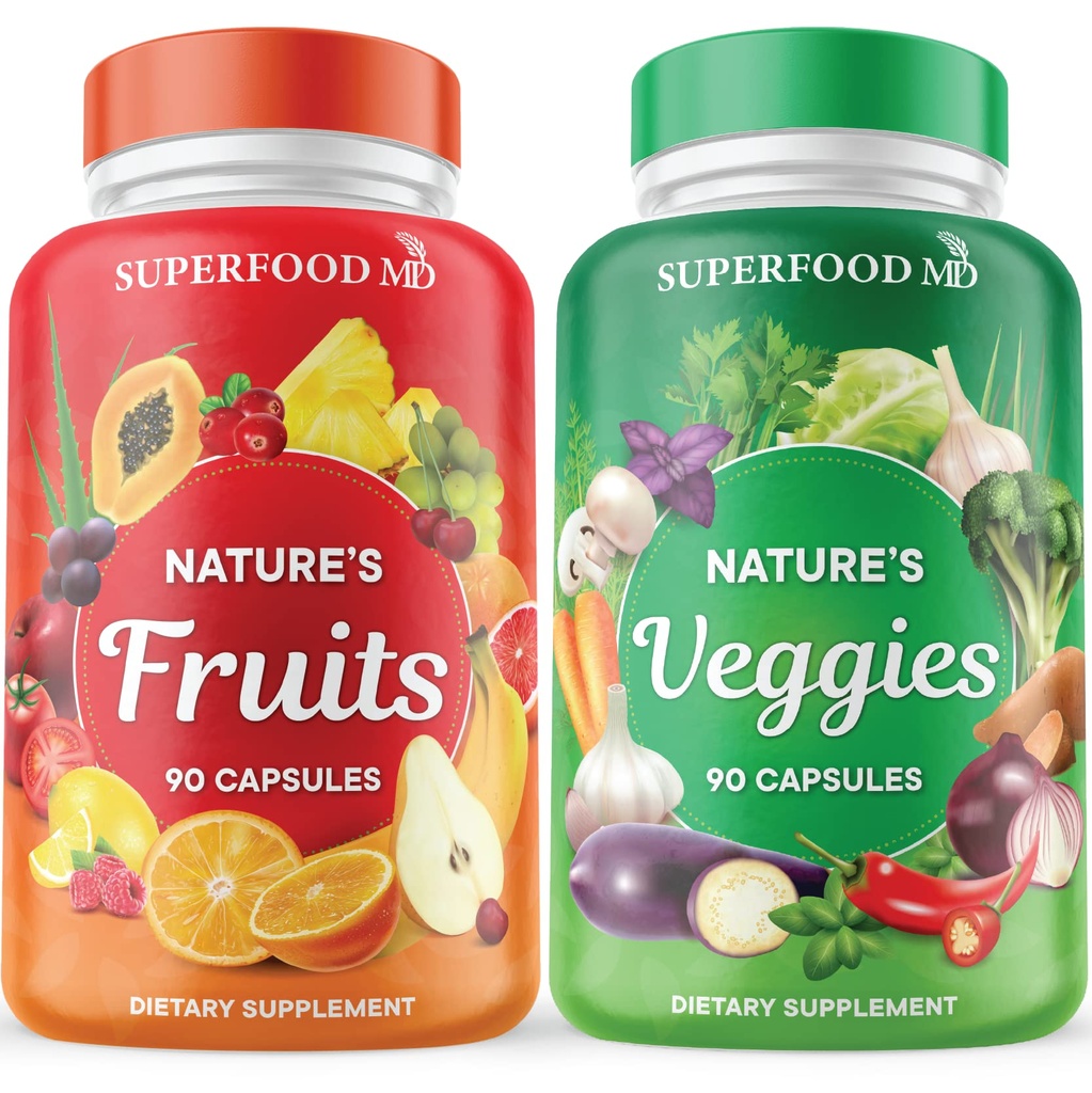Superfood MD ovocie a zelenina doplnok - celé potraviny prírodné superpotraviny - s Aloe Vera - sója zadarmo - 90 Počet (Stock of 2)