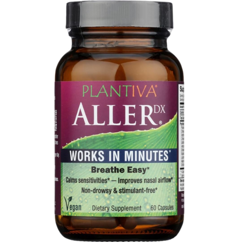 AllerDx Natural Herbal Seasonal Suplement - Non-Drowsy, Stimulant Free, Fast-Acting Respiration Support - 60 Kapsule