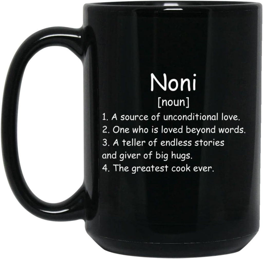 Noni Noun Coffee Mug (čierna) - Noni Definícia Mug - Darček pre Noni - Narodeninové darčeky pre Noni - Noni darčeky - Deň matiek Darček - Vianočné darčeky 15oz
