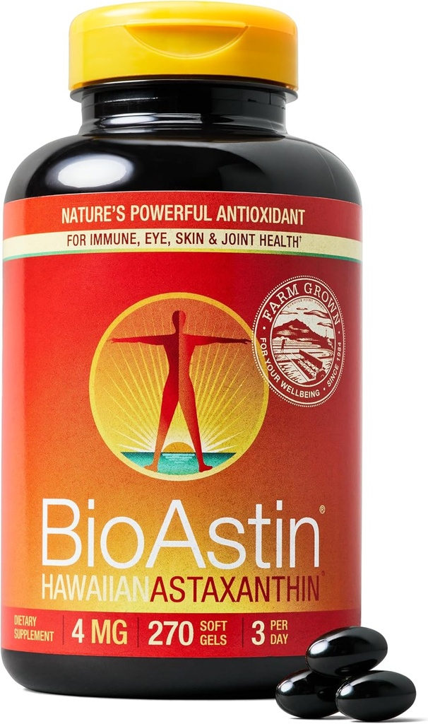 Nutrex Hawaii BioAstin Hawaiian Astaxantin - 4 mg, 270 Softgels - Farm- Direct Premium Antioxidant Supplement to Support Eye, Skin, Joint & Immune System Health -Non-GMO & Gluten-Free