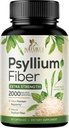 Psyllium Husk prášok Kapsule 2000mg, Natural Daily Rozpustné a nerozpustné Fiber Pills, Psyllium Husk Fiber Supplement Podporuje Digestion Colon Health & Regularity, Plant Based Supplement - 60 Kapsule