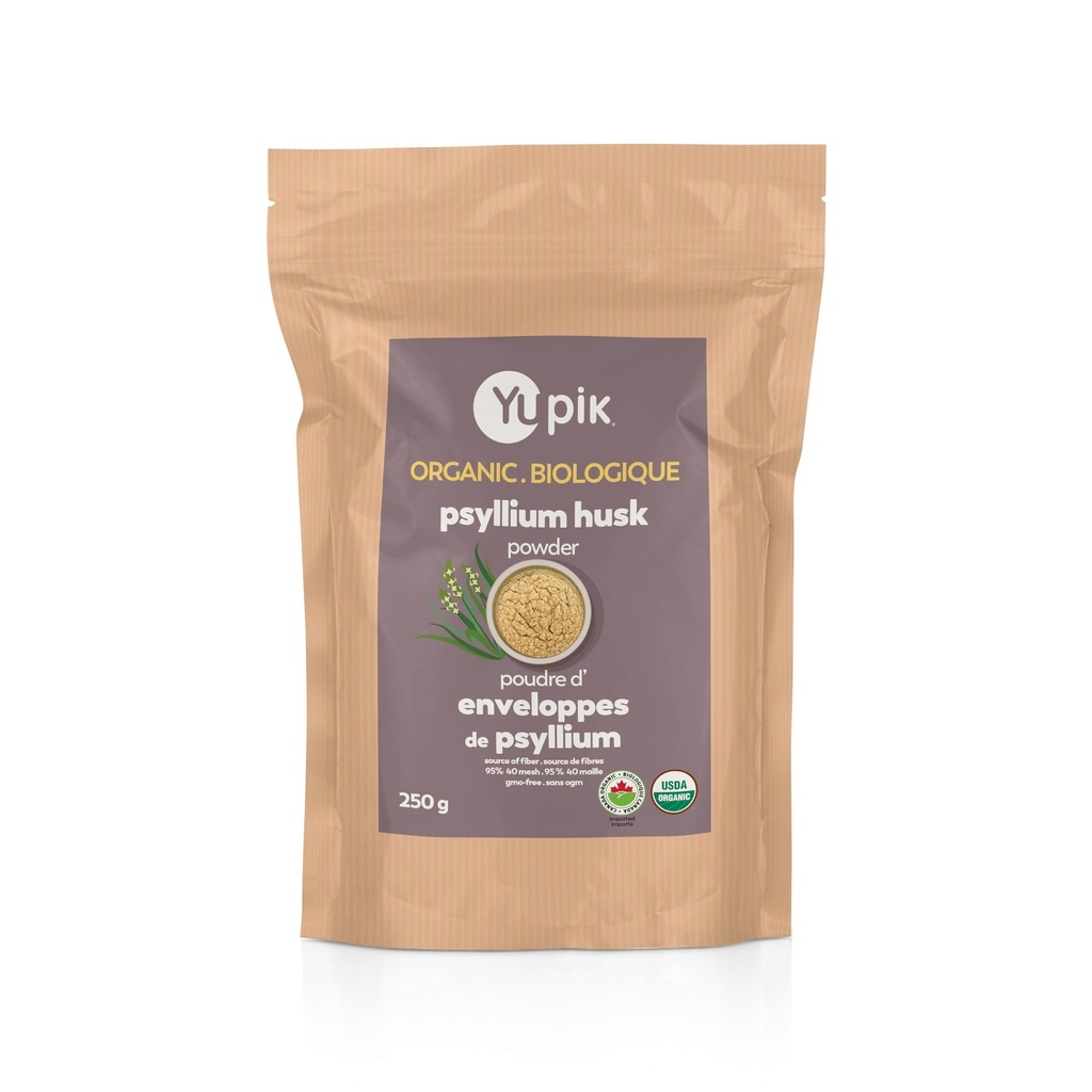 Yupik Organic Psyllium Husk Powder 8.8oz, 95% Čistota, Rozpustné Fiber, USDA Certified, non-GMO, Vegan, Gluten-free, unflavoured, Plant-Based, Coarse Milled Husk pre Pečenie a trávenie zdravia