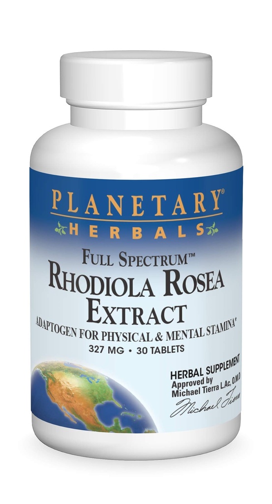 Planetárne byliny Full Spectrum Rhodiola Rosea Extract Tablety, 30 Počet