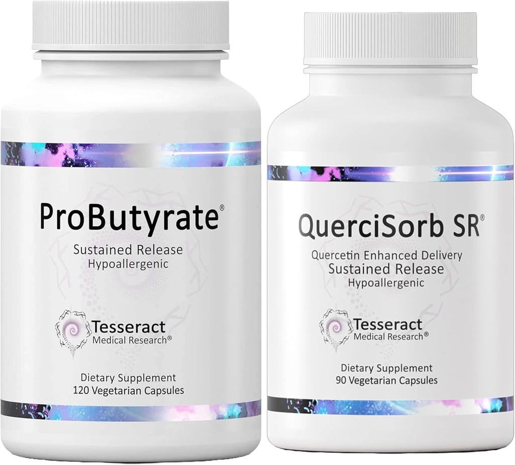 Tesseract Gut & Immune Support Bundle – ProButyrate 600mg & QuerciSorb SR Quercetin 400mg, 120 + 90 Capsules, Gastrointestinal & Immune Health, Hypoallergenic